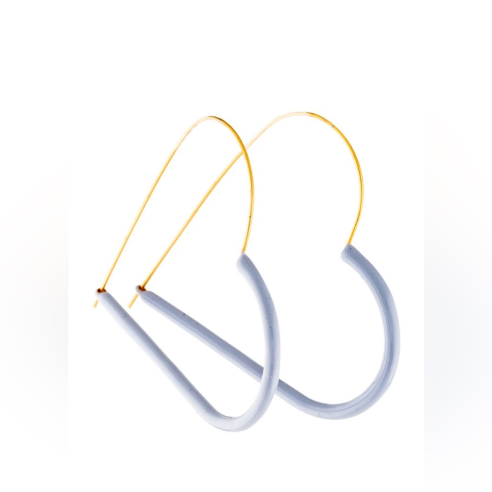 Zimmerman earrings blue heart enamel & brass hoops Runway Summer Resort 2018